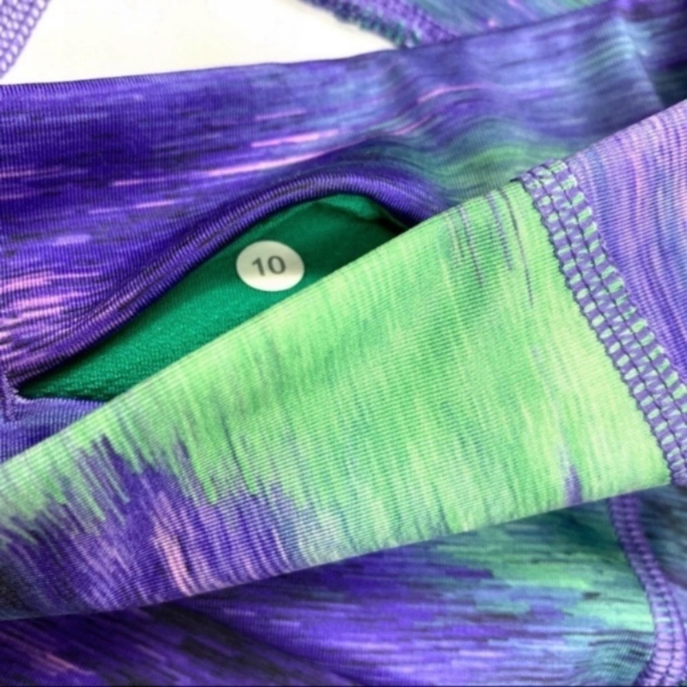 LULULEMON Time to Shine Tight Leggings Rio Nights Multi Purple Green Size 10 - Picture 6 of 10